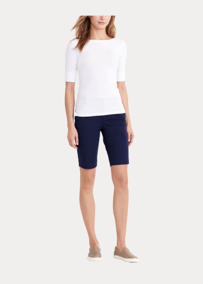 Pantalones Cortos Ralph Lauren Mujer Azul Marino - Bi-Stretch Twill - UKMRG6958